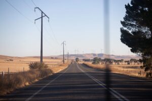 Driving lesson on an open South Australian road